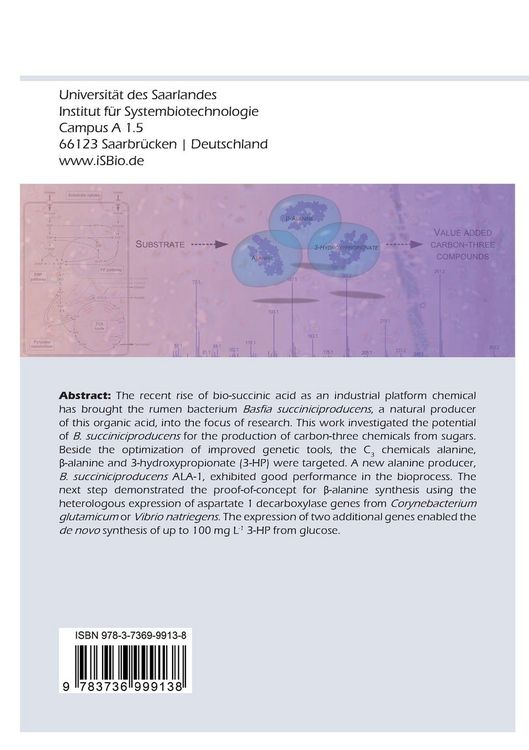 Produktbild: Metabolic engineering of Basfia succiniciproducens for the production of carbon-three compounds