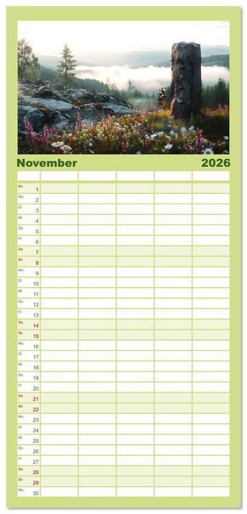 Produktbild: Familienplaner 2026 - Wandergl&uuml;ck - Momente der Freiheit in der Natur mit 5 Spalten (Wandkalender, 21 x 45 cm) CALVENDO