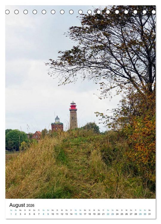Produktbild: Insel R&uuml;gen - Kreide, Landschaft, Leuchtt&uuml;rme (Tischkalender 2026 DIN A5 hoch), CALVENDO Monatskalender