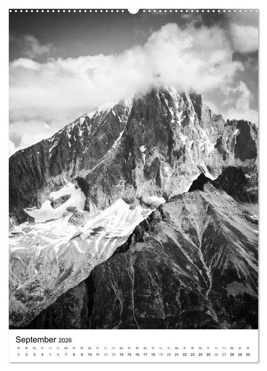 Produktbild: SCHWEIZER ALPEN in Schwarz und Wei&szlig; (Wandkalender 2026 DIN A2 hoch), CALVENDO Monatskalender