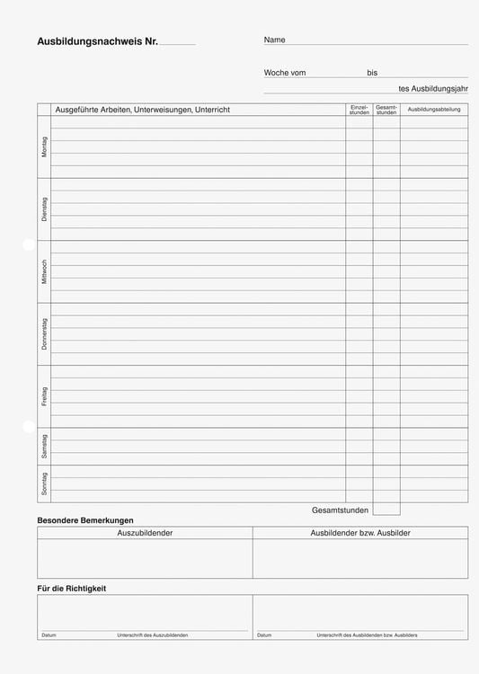 Produktbild: Brunnen Block A4 Ausbildungsnachweis 1S/1W