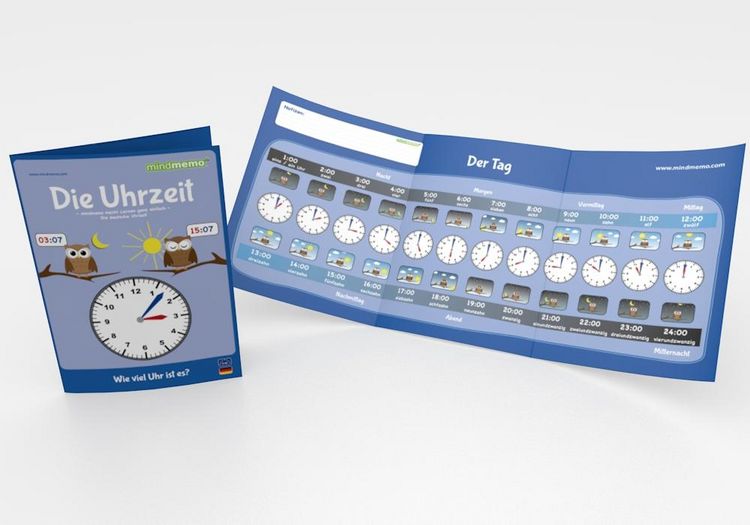 Produktbild: mindmemo Lernfolder - Die Uhrzeit - Grundschule - Zusammenfassung
