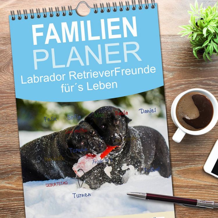 Produktbild: Familienplaner 2026 - Labrador Retriever - Freunde f&uuml;r&acute;s Leben mit 5 Spalten (Wandkalender, 21 x 45 cm) CALVENDO