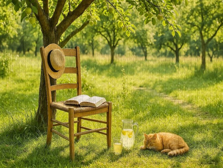 Produktbild: CALVENDO Puzzle Lesepause im Sommerlicht | 1000 Teile Lege-Gr&ouml;&szlig;e 64x48cm Foto-Puzzle f&uuml;r gl&uuml;ckliche Stunden