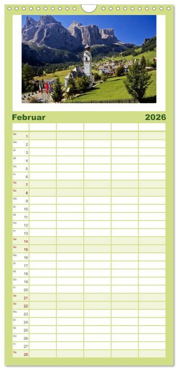 Produktbild: Familienplaner 2026 - S&Uuml;DTIROL - Land der Berge mit 5 Spalten (Wandkalender, 21 x 45 cm) CALVENDO