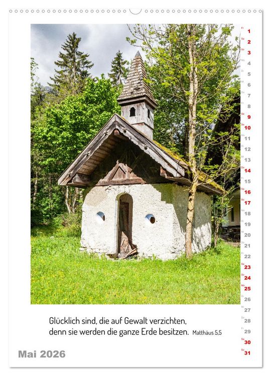 Produktbild: Kapellen mit Bibelzitaten (hochwertiger Premium Wandkalender 2026 DIN A2 hoch), Kunstdruck in Hochglanz
