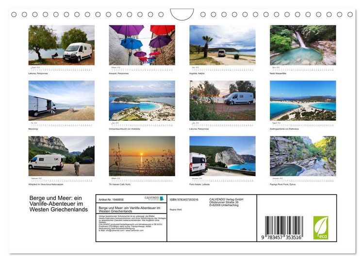 Produktbild: Berge und Meer: ein Vanlife-Abenteuer im Westen Griechenlands (Wandkalender 2026 DIN A4 quer), CALVENDO Monatskalender