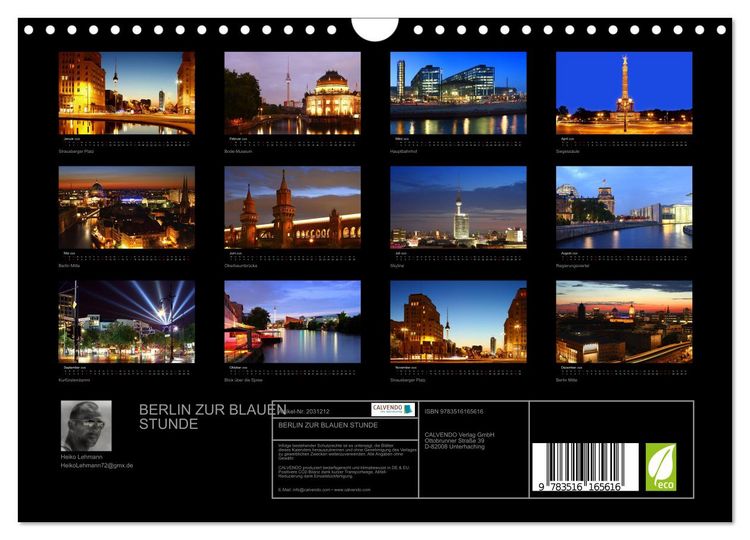 Produktbild: BERLIN ZUR BLAUEN STUNDE (Wandkalender 2026 DIN A4 quer), CALVENDO Monatskalender