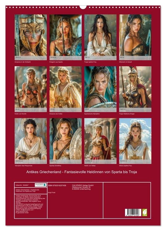 Produktbild: Antikes Griechenland - Fantasievolle Heldinnen von Sparta bis Troja (Wandkalender 2026 DIN A2 hoch), CALVENDO Monatskalender