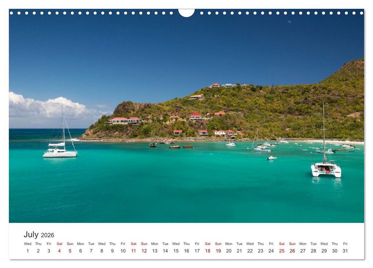 Produktbild: Caribbean beaches and the shades of blue (Wall Calendar 2026 DIN A3 landscape), CALVENDO 12 Month Wall Calendar