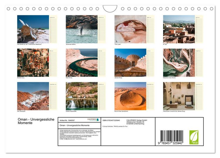 Produktbild: Oman - Unvergessliche Momente (Wandkalender 2026 DIN A4 quer), CALVENDO Monatskalender
