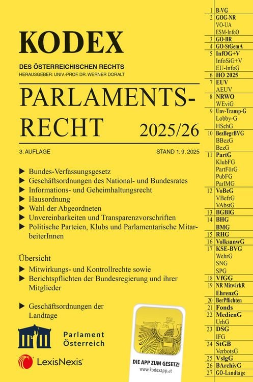 Produktbild: KODEX Parlamentsrecht 2025/26 - inkl. App