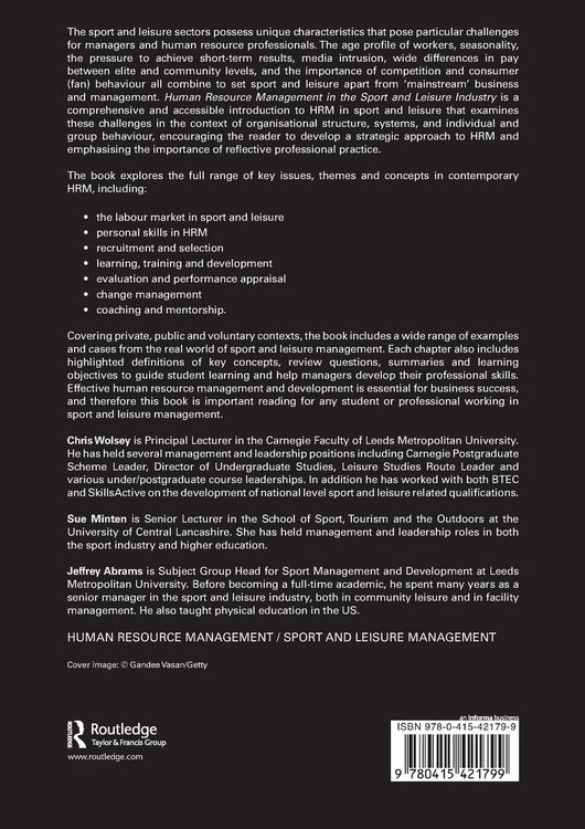 Produktbild: Human Resource Management in the Sport and Leisure Industry
