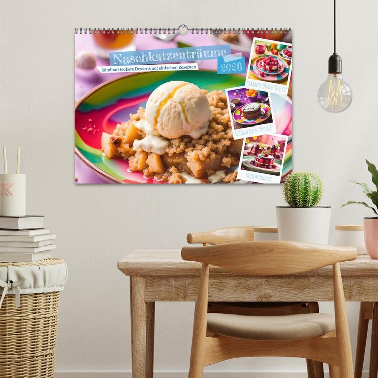 Produktbild: Naschkatzentr&auml;ume - S&uuml;ndhaft leckere Desserts mit einfachen Rezepten (Wandkalender 2026 DIN A3 quer), CALVENDO Monatskalender