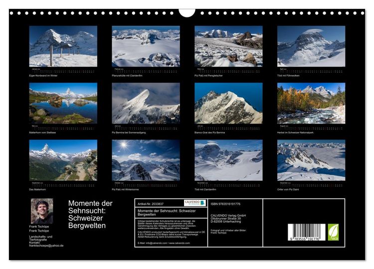 Produktbild: Momente der Sehnsucht: Schweizer Bergwelten (Wandkalender 2026 DIN A3 quer), CALVENDO Monatskalender