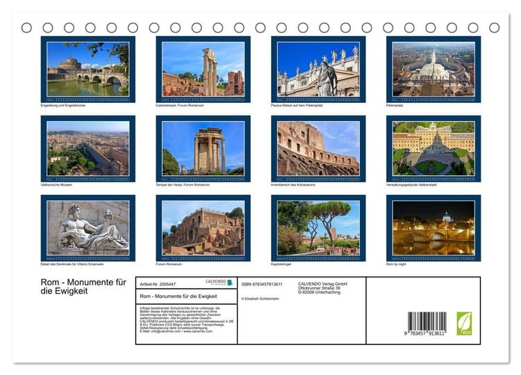 Produktbild: Rom - Monumente f&uuml;r die Ewigkeit (Tischkalender 2026 DIN A5 quer), CALVENDO Monatskalender