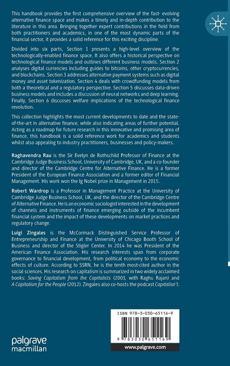 Produktbild: The Palgrave Handbook of Technological Finance