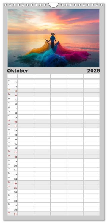 Produktbild: Familienplaner 2026 - Netzpoesie: Ein Jahr in Farben mit 5 Spalten (Wandkalender, 21 x 45 cm) CALVENDO