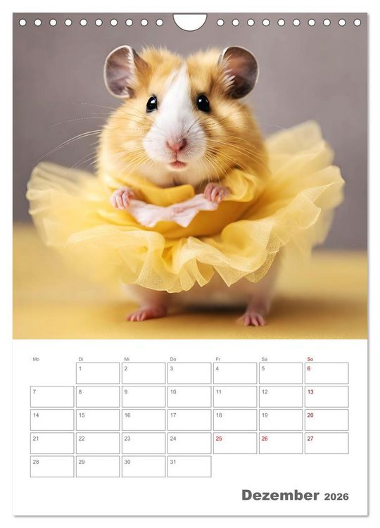 Produktbild: Ballerina Hamster - Eine Sinfonie aus zuckers&uuml;&szlig;e KI Hamstern in T&uuml;ll und Seide (Wandkalender 2026 DIN A4 hoch), CALVENDO Monatskalender