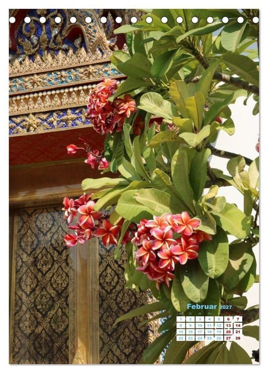 Produktbild: Bangkoks Tempel - Goldene Pagoden und safrangelbe Roben (Tischkalender 2027 DIN A5 hoch), CALVENDO Monatskalender