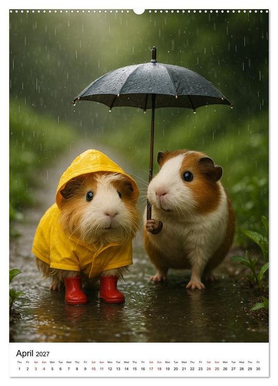 Produktbild: Guinea Pigs Cozy Moments (High Quality Premium Wall Calendar 2027 DIN A2 portrait),CALVENDO 12 Month Wall Calendar