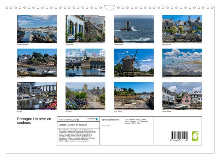 Produktbild: Bretagne Un r&ecirc;ve en couleurs (Calendrier mural 2026 DIN A3 vertical), CALVENDO calendrier mensuel