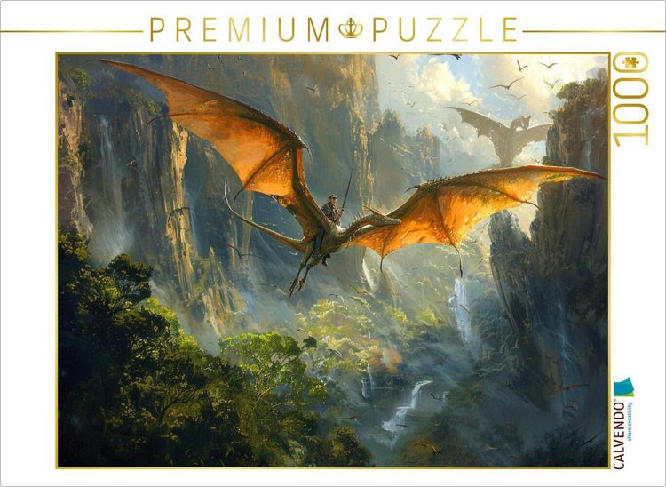 Produktbild: CALVENDO Puzzle Patrouille - Mann fliegt auf einem Dinosaurier | 1000 Teile Lege-Gr&ouml;&szlig;e 64x48cm Foto-Puzzle f&uuml;r gl&uuml;ckliche Stunden