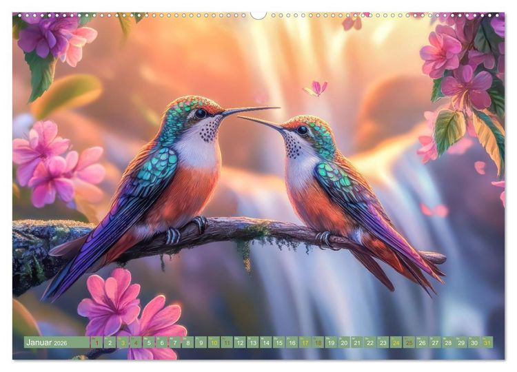 Produktbild: Kolibris - Zauberhafte Fantasiewerke (hochwertiger Premium Wandkalender 2026 DIN A2 quer), Kunstdruck in Hochglanz