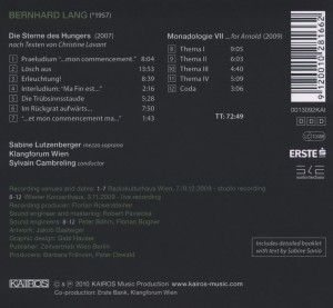 Produktbild: Lutzenberger/Klangforum Wien/Cambreling: Sterne Des Hungers/
