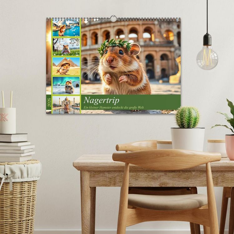 Produktbild: Nagertrip - Ein kleiner Hamster entdeckt die gro&szlig;e Welt (Wandkalender 2026 DIN A3 quer), CALVENDO Monatskalender