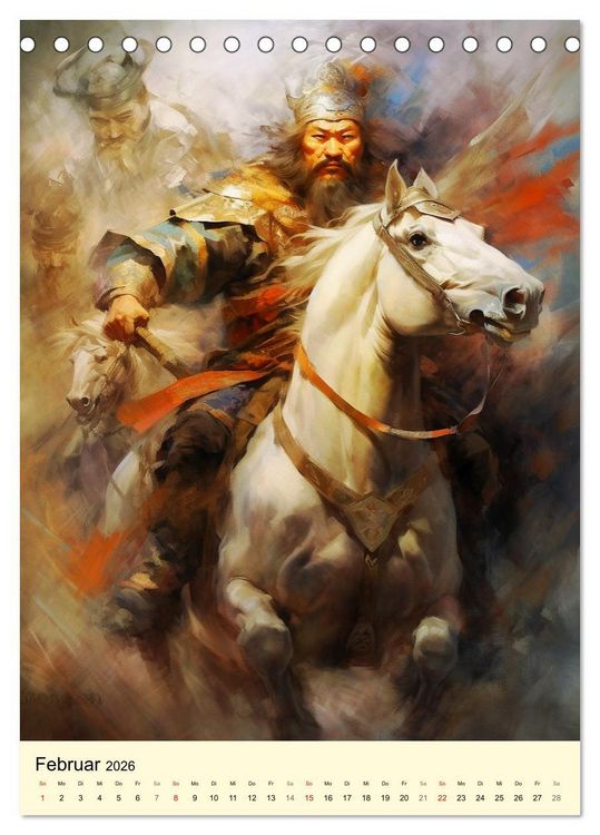 Produktbild: Fantasy-Krieger der Mongolei. Inspiriert von Dschingis Khan (Tischkalender 2026 DIN A5 hoch), CALVENDO Monatskalender
