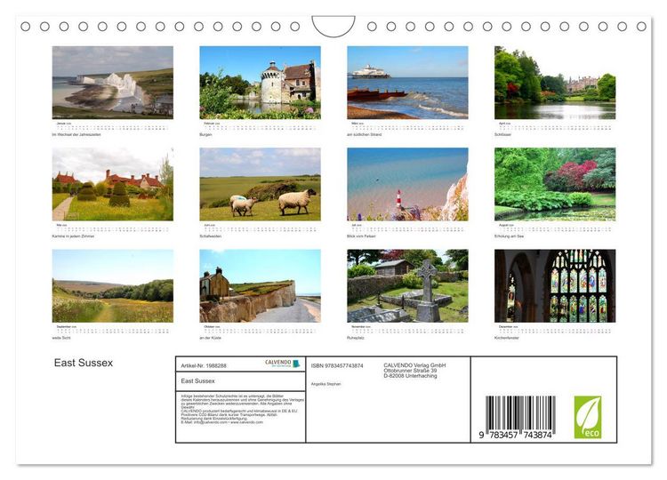 Produktbild: East Sussex (Wandkalender 2026 DIN A4 quer), CALVENDO Monatskalender