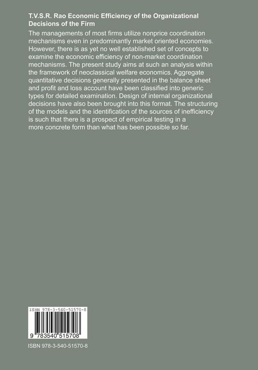 Produktbild: Economic Efficiency of the Organizational Decisions of the Firm