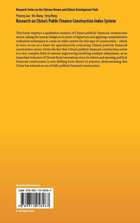Produktbild: Research on China&rsquo;s Public Finance Construction Index System