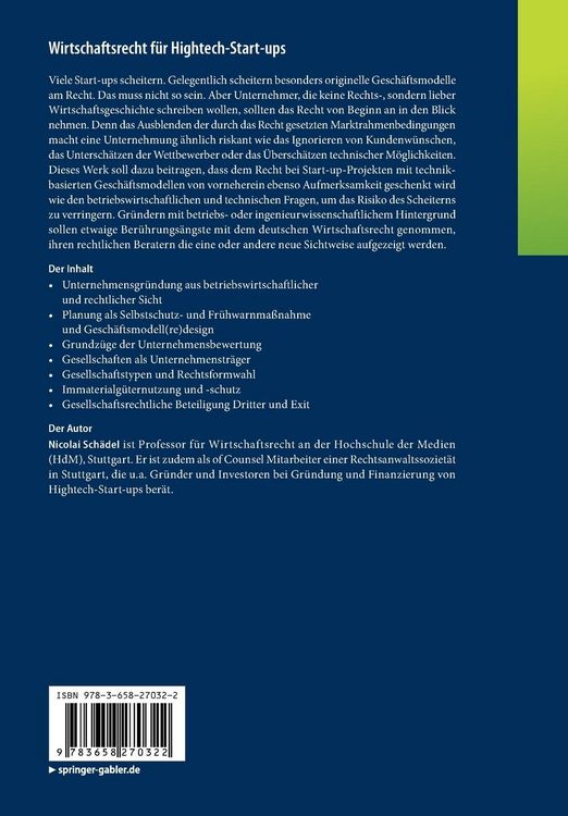Produktbild: Wirtschaftsrecht f&uuml;r Hightech-Start-ups