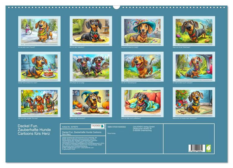 Produktbild: Dackel Fun. Zauberhafte Hunde Cartoons f&uuml;rs Herz (Wandkalender 2026 DIN A2 quer), CALVENDO Monatskalender