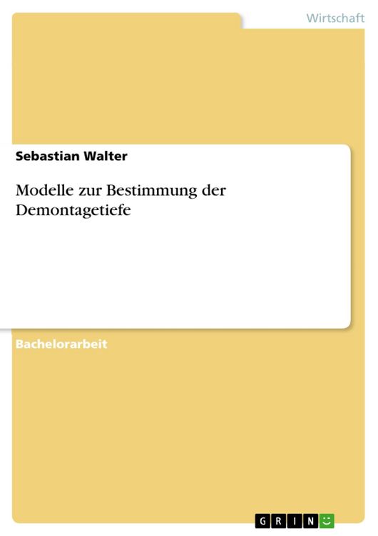 Produktbild: Modelle zur Bestimmung der Demontagetiefe
