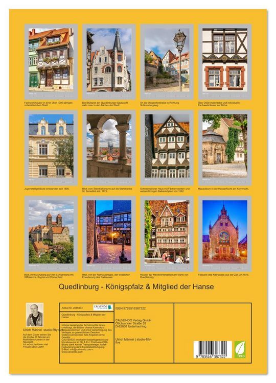 Produktbild: Quedlinburg - K&ouml;nigspfalz & Mitglied der Hanse (hochwertiger Premium Wandkalender 2026 DIN A2 hoch), Kunstdruck in Hochglanz