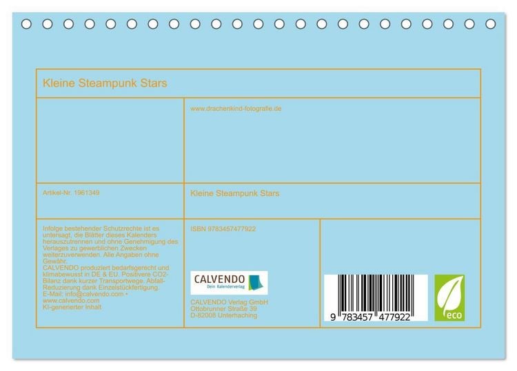 Produktbild: Kleine Steampunk Stars (Tischkalender 2026 DIN A5 quer), CALVENDO Monatskalender