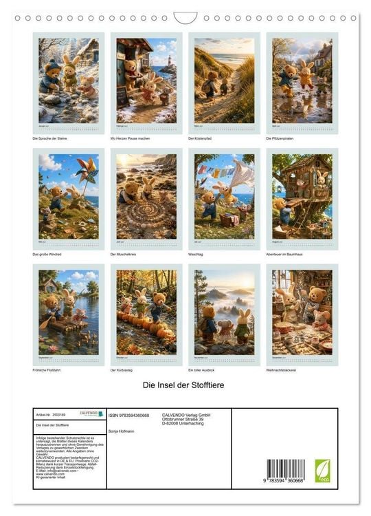 Produktbild: Die Insel der Stofftiere (Wandkalender 2027 DIN A3 hoch), CALVENDO Monatskalender