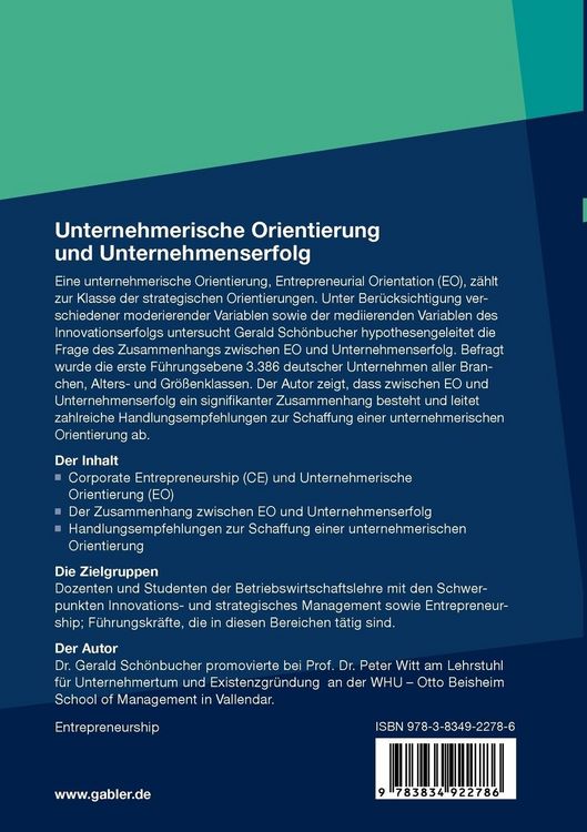 Produktbild: Unternehmerische Orientierung und Unternehmenserfolg