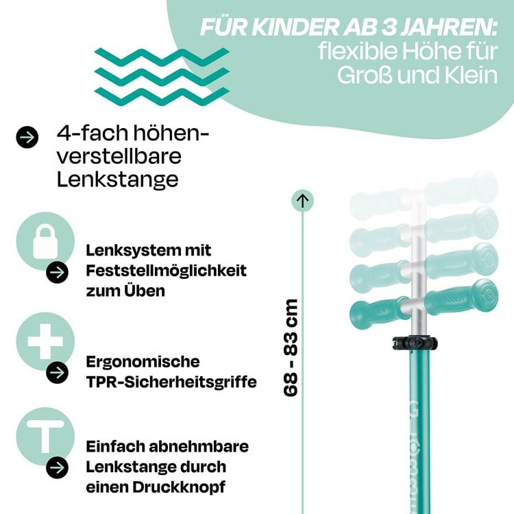 Produktbild: GLOBBER ELITE LIGHTS dunkelmint, mit Leuchtrollen