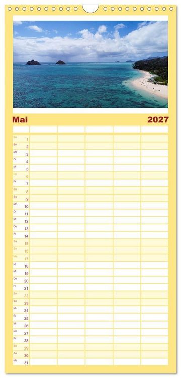 Produktbild: Familienplaner 2027 - Hawaii - Eindr&uuml;cke von Big Island, Kauai & Oahu mit 5 Spalten (Wandkalender, 21 x 45 cm) CALVENDO