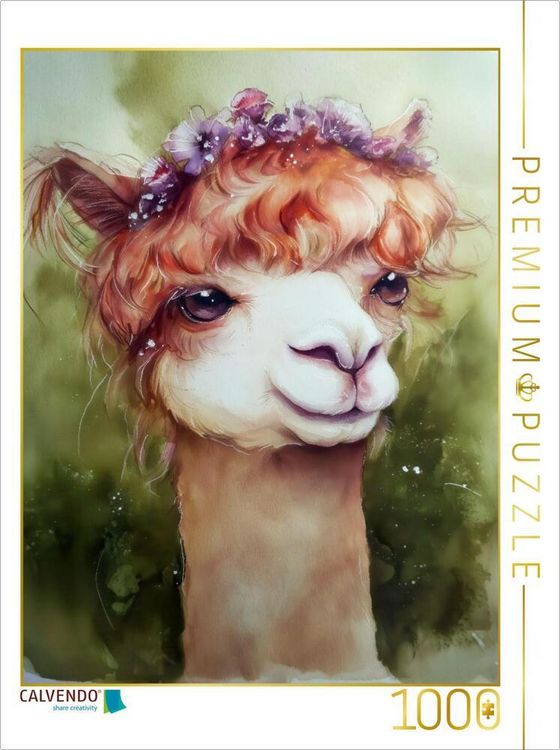 Produktbild: CALVENDO Puzzle Alpaka mit Fr&uuml;hlingsblumen | 1000 Teile Lege-Gr&ouml;&szlig;e 64x48cm Foto-Puzzle f&uuml;r gl&uuml;ckliche Stunden