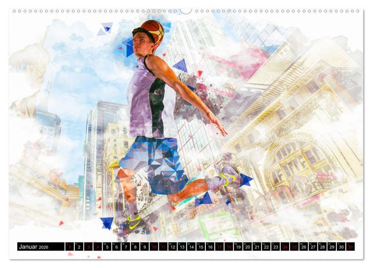 Produktbild: Basketball Art (hochwertiger Premium Wandkalender 2026 DIN A2 quer), Kunstdruck in Hochglanz