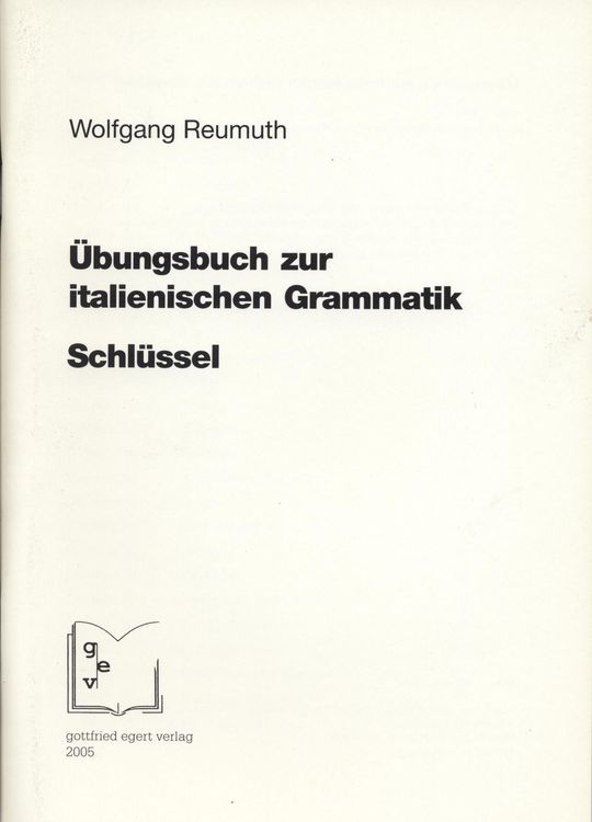 Produktbild: &Uuml;bungsbuch zur italienischen Grammatik. Schl&uuml;ssel