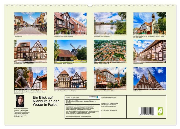 Produktbild: Ein Blick auf Nienburg an der Weser in Farbe (hochwertiger Premium Wandkalender 2027 DIN A2 quer), Kunstdruck in Hochglanz