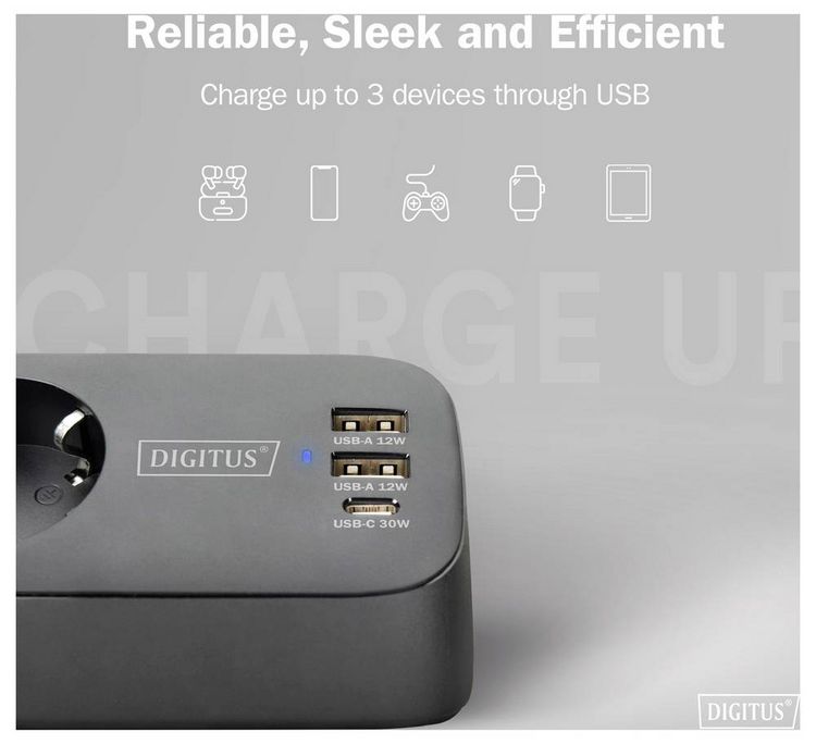 Produktbild: Digitus DA-70625 Tischsteckdose Schwarz Schutzkontakt 1St.