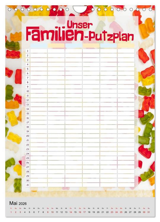 Produktbild: Unser Familien-Putzplan & Kalender 2026 (Wandkalender 2026 DIN A4 hoch), CALVENDO Monatskalender