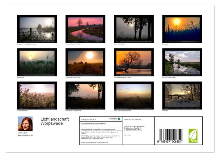 Produktbild: Lichtlandschaft Worpswede (Wandkalender 2026 DIN A4 quer), CALVENDO Monatskalender